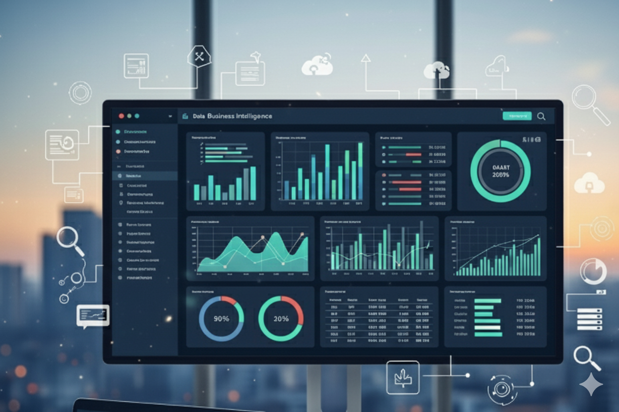 Um cérebro estilizado com circuitos digitais, simbolizando a inteligência artificial aplicada à análise de dados.